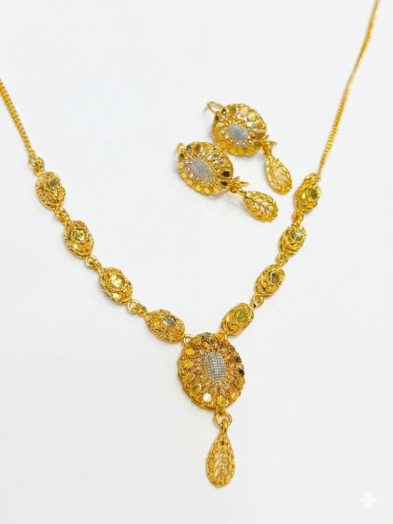 Gold Plated Necklace With Earrings
