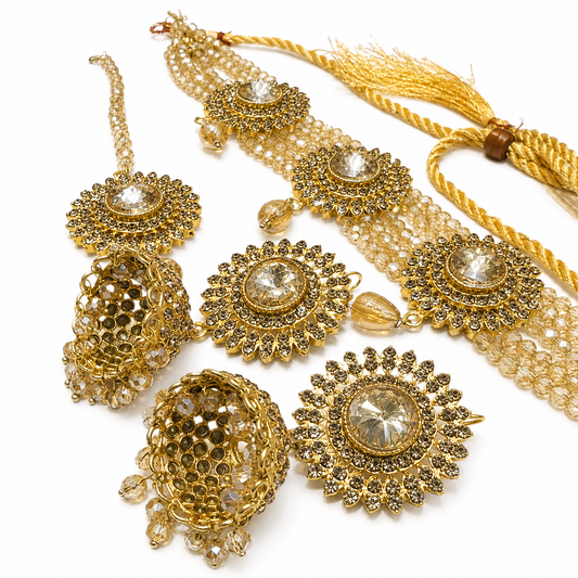 Choker Set with Jhumka Earrings & Bindiya | Kundan Style