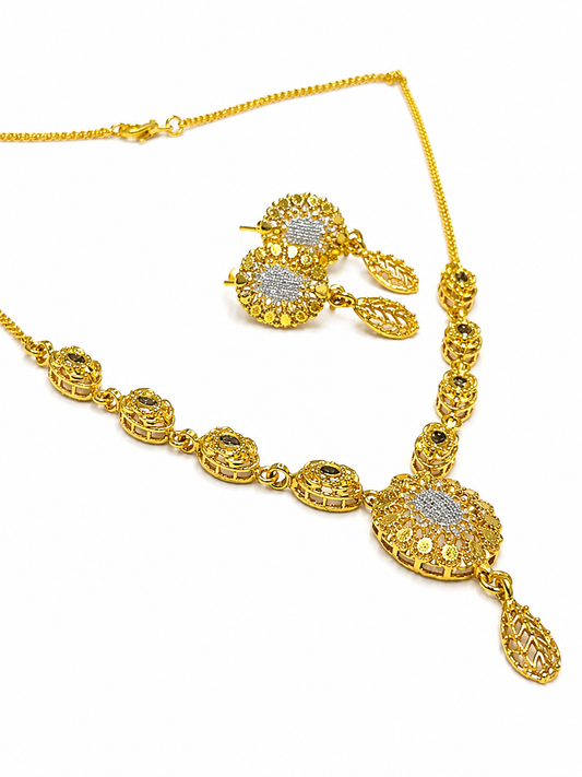 Gold Plated Necklace With Earrings