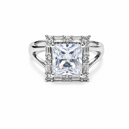 Adjustable ring with a central ZIRCONIA gemstone and smaller stones on a white background