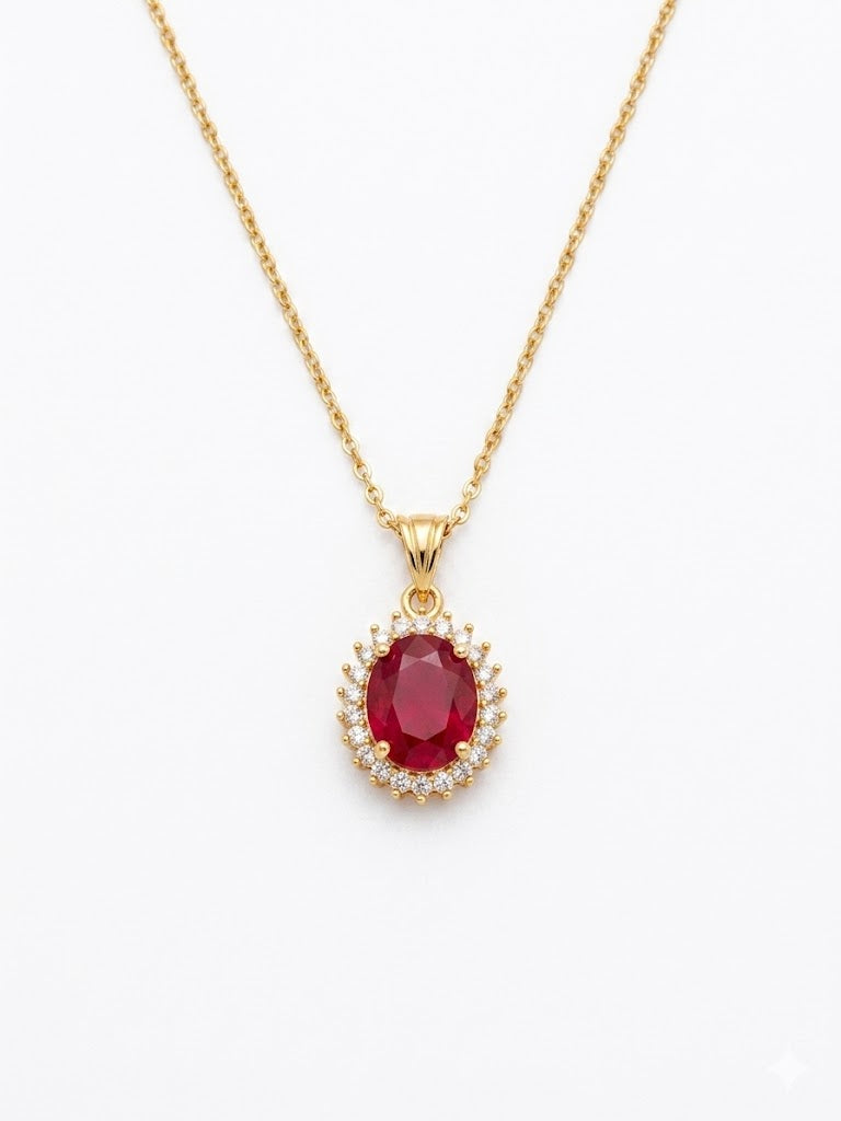 RED STONE Necklace & Earrings SET