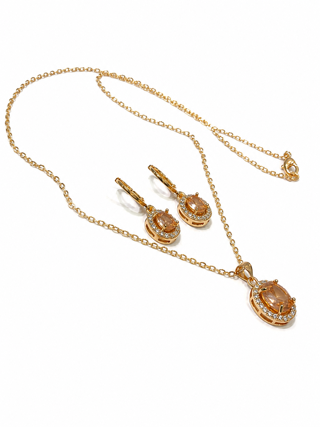 Elegant Gold Necklace & Earrings Set – Sparkling Stone Jewellery