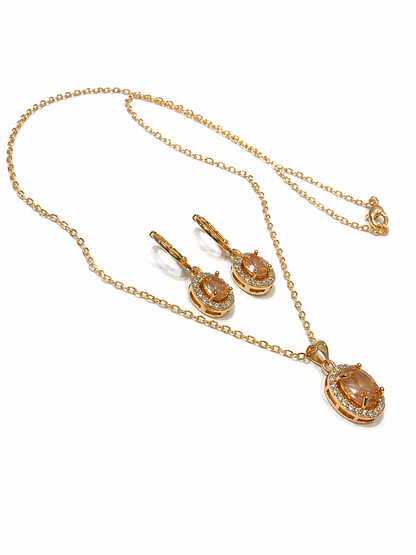 Elegant Gold Necklace & Earrings Set – Sparkling Stone Jewellery
