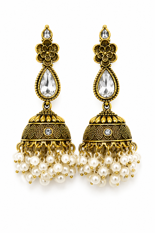 LONG JHUMKI PEARL BEADES