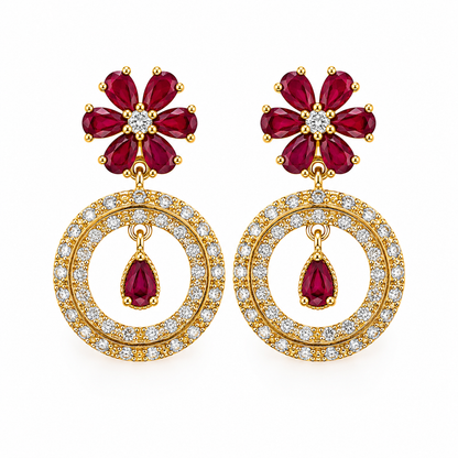 Flowers Stone Earings Tops