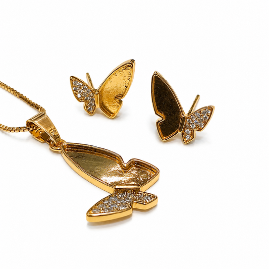 BUTTERFLY PENDANT And EARRINGS