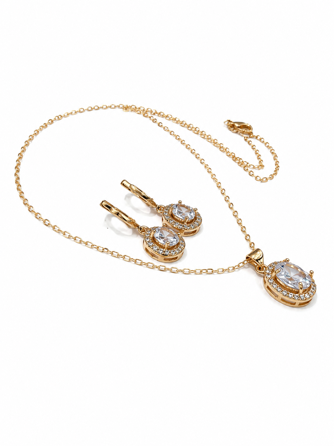 Elegant Gold Necklace & Earrings Set – Sparkling Stone Jewellery