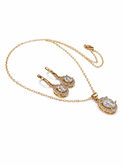 Elegant Gold Necklace & Earrings Set – Sparkling Stone Jewellery