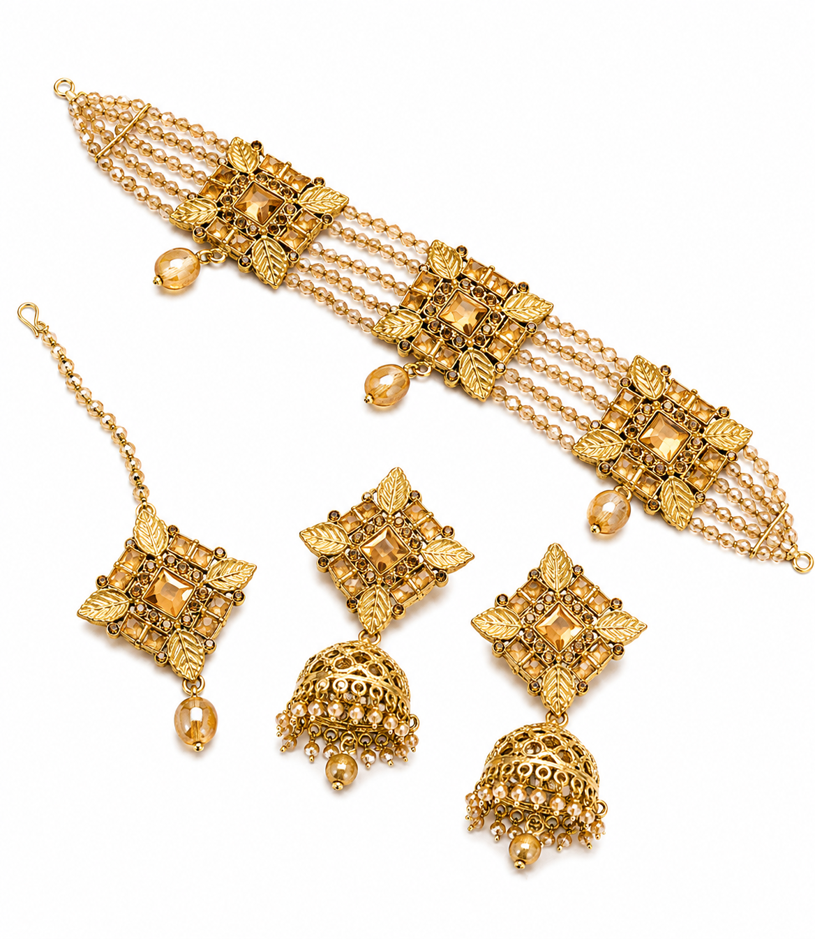 Kundan Flower Design Chukar With jhumki